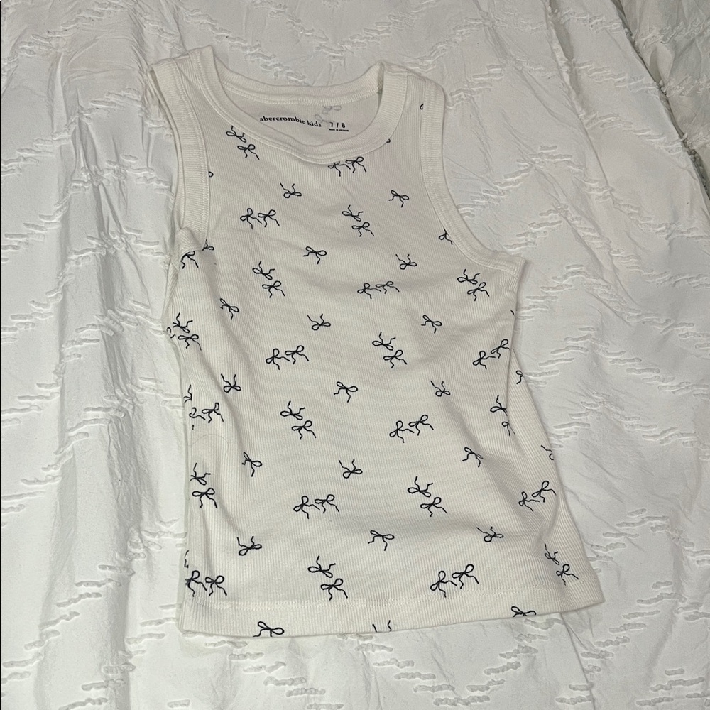 Abercrombie Kids White Tank Top with Black Bow Pattern